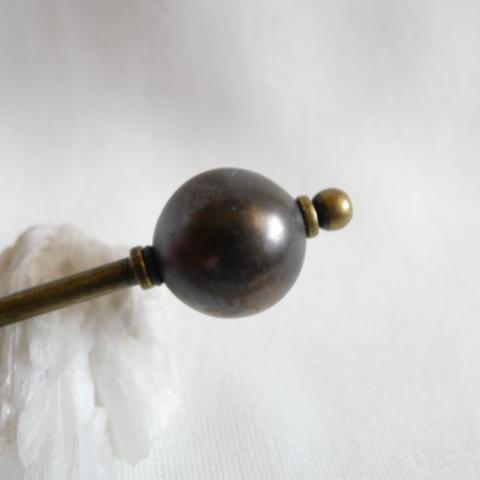 アンティークゴールド釉薬の玉かんざし（古金軸）1枚目の画像